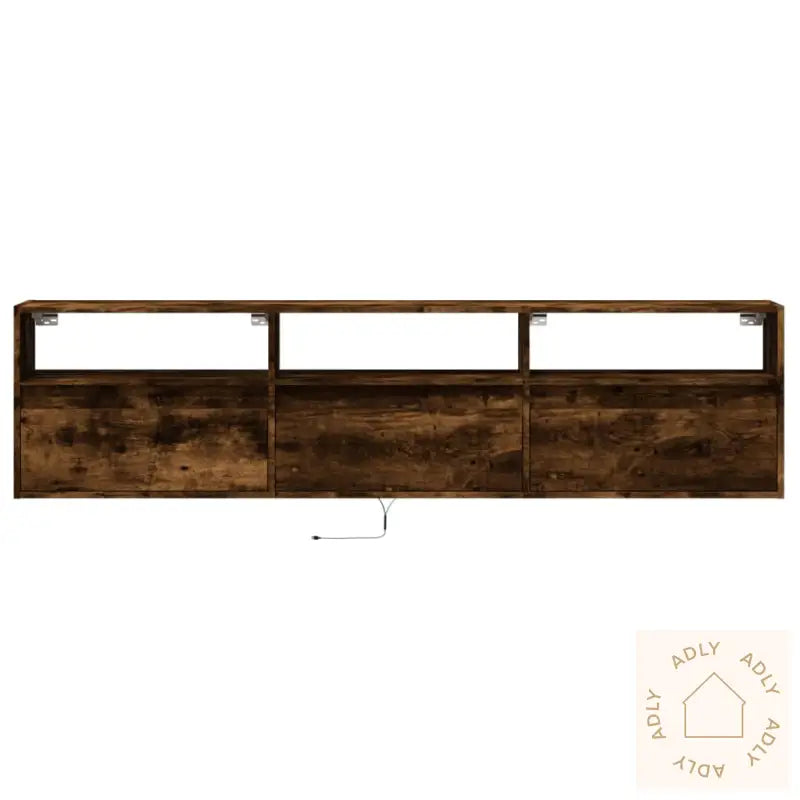 Vegghengt Tv-Benk Med Led Røkt Eik 180X31X45 Cm