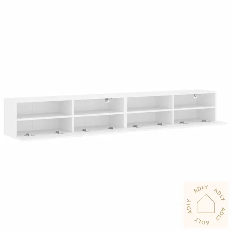Vegghengte Tv-Benker 2 Stk Hvit 100X30X30 Cm Konstruert Tre
