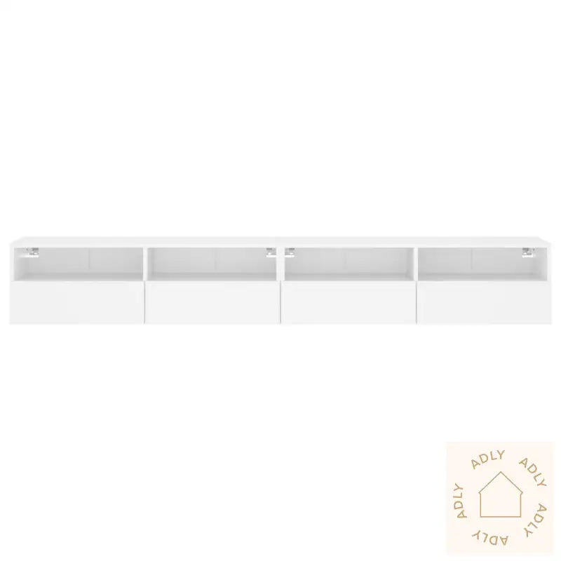 Vegghengte Tv-Benker 2 Stk Hvit 100X30X30 Cm Konstruert Tre