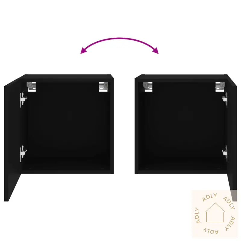 Vegghengte Tv-Benker 2 Stk Svart 40,5X30X40 Cm Konstruert Tre