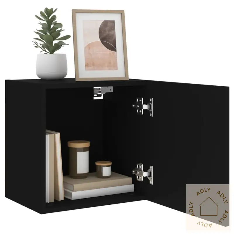Vegghengte Tv-Benker 2 Stk Svart 40,5X30X40 Cm Konstruert Tre