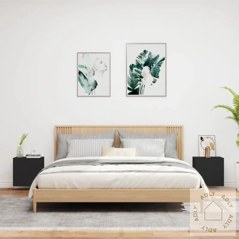 Vegghengte Tv-Benker 2 Stk Svart 40,5X30X40 Cm Konstruert Tre