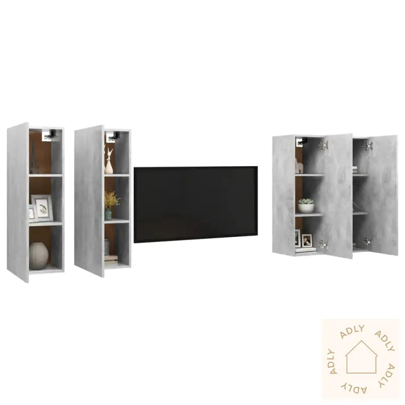 Tv-Benker 4 Stk Betonggrå 30,5X30X90 Cm Konstruert Tre