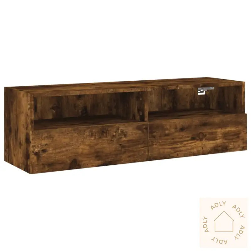 Vegghengt Tv-Benk Røkt Eik 100X30X30 Cm Konstruert Tre