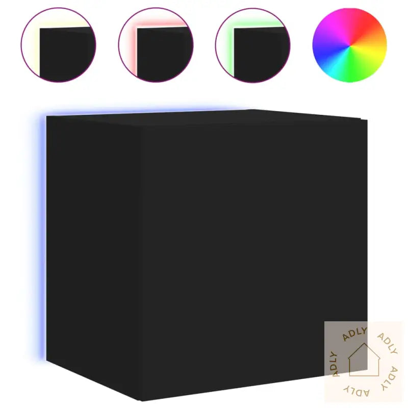 Vegghengte Tv-Benker Med Led 2 Stk Svart 40,5X35X40 Cm