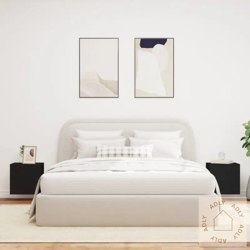 Vegghengte Tv-Benker Med Led 2 Stk Svart 40,5X35X40 Cm