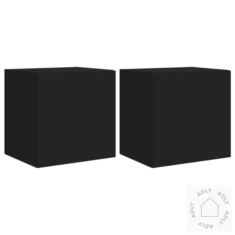 Vegghengte Tv-Benker Med Led 2 Stk Svart 40,5X35X40 Cm