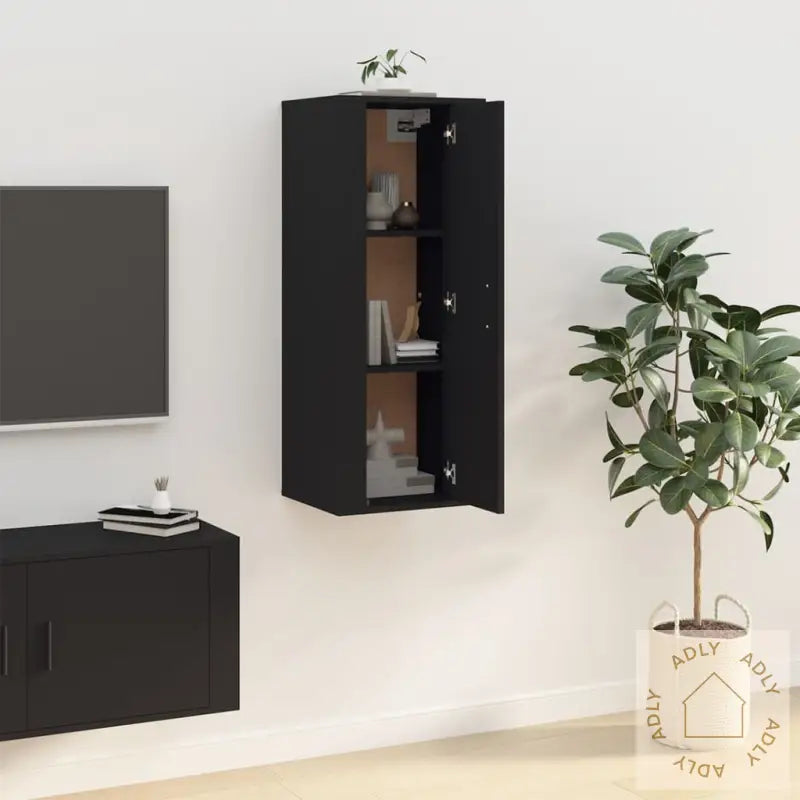 Vegghengt Tv-Benk Sort 40X34,5X100 Cm