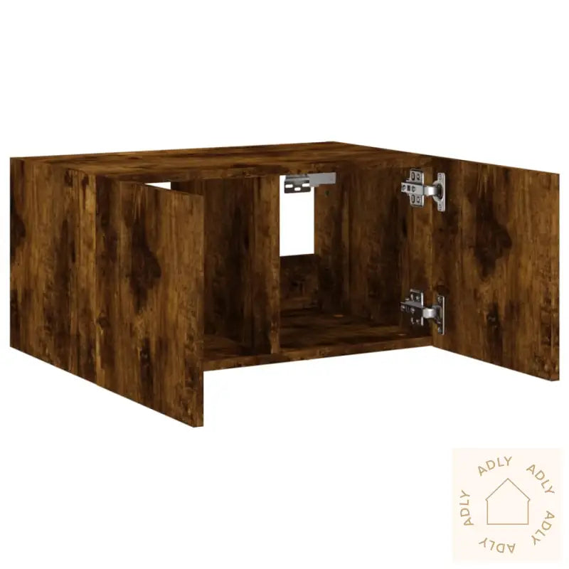 Vegghengt Tv-Benk Med Led Røkt Eik 60X35X31 Cm