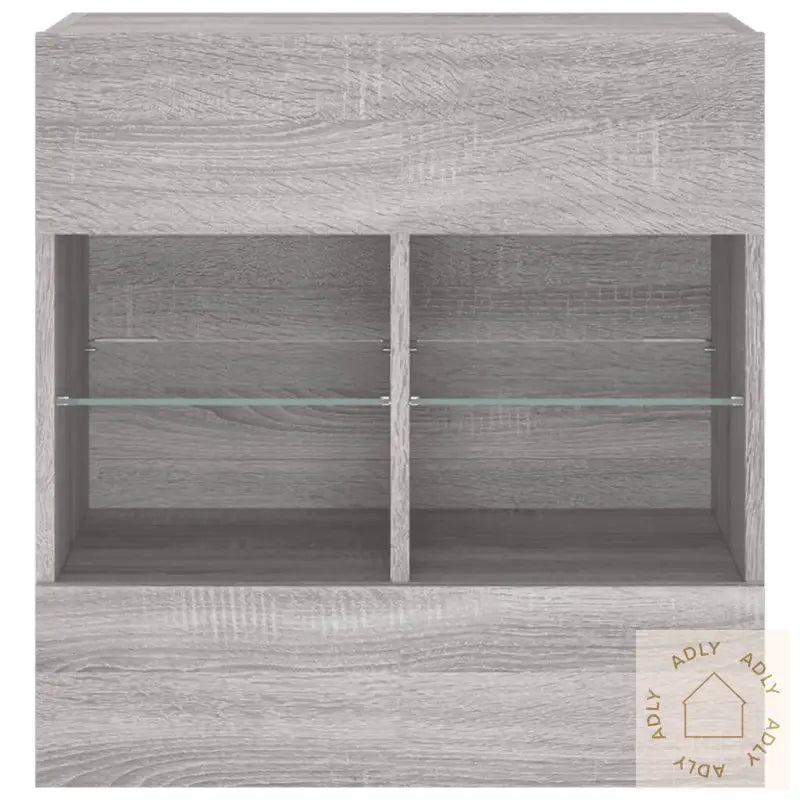 Vegghengt Tv-Benk Med Led Grå Sonoma 58,5X30X60,5 Cm