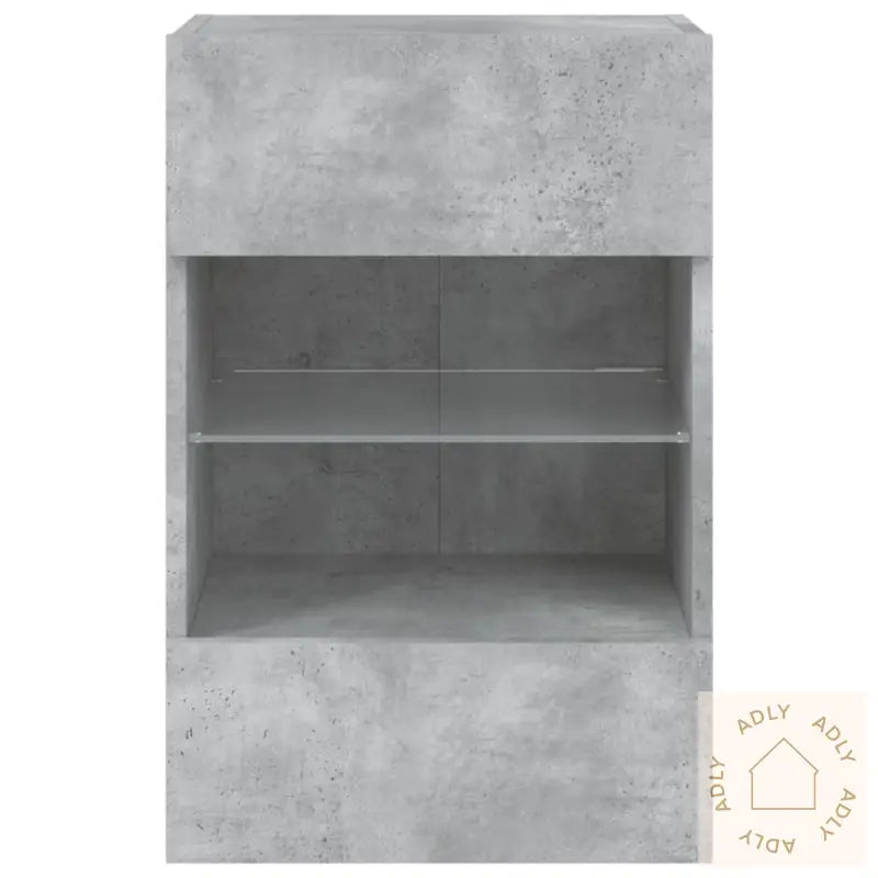 Vegghengt Tv-Benk Med Led-Lys Betonggrå 40X30X60,5 Cm