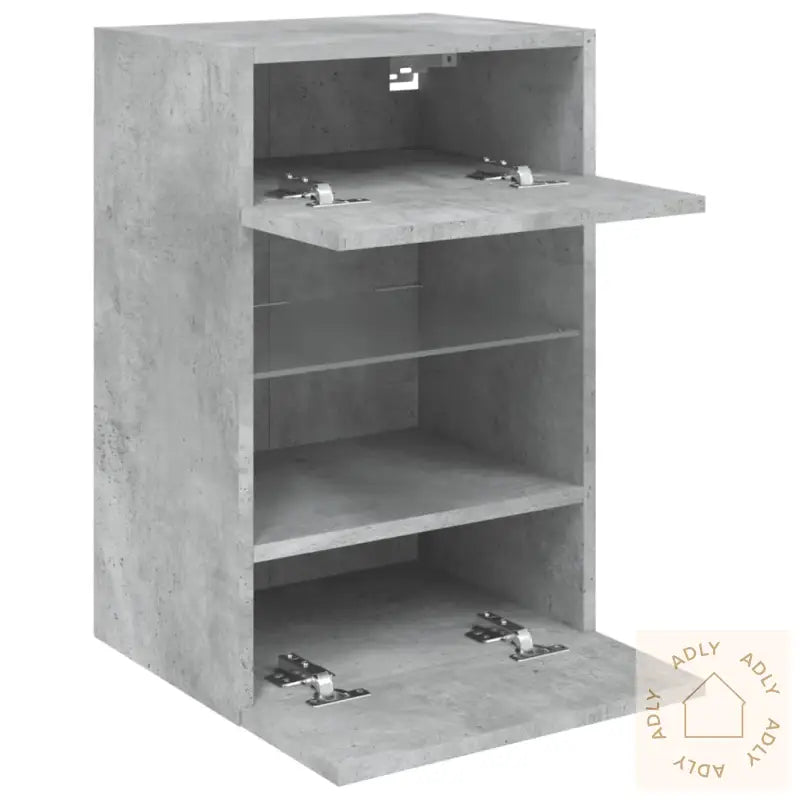 Vegghengt Tv-Benk Med Led-Lys Betonggrå 40X30X60,5 Cm