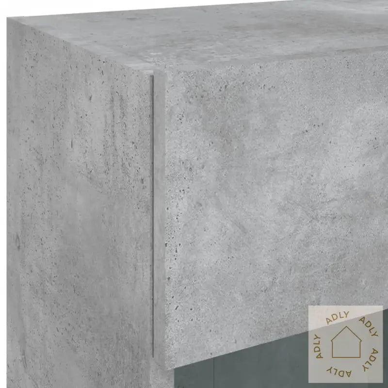 Vegghengt Tv-Benk Med Led-Lys Betonggrå 40X30X60,5 Cm