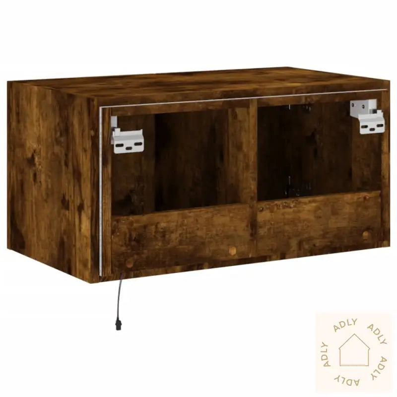 Vegghengt Tv-Benk Med Led Røkt Eik 60X35X31 Cm