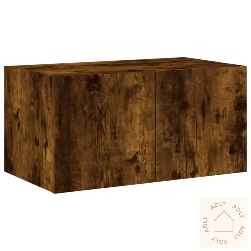Vegghengt Tv-Benk Med Led Røkt Eik 60X35X31 Cm