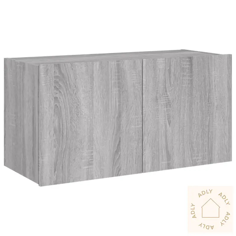 Vegghengt Tv-Benk Med Led Grå Sonoma 80X35X41 Cm