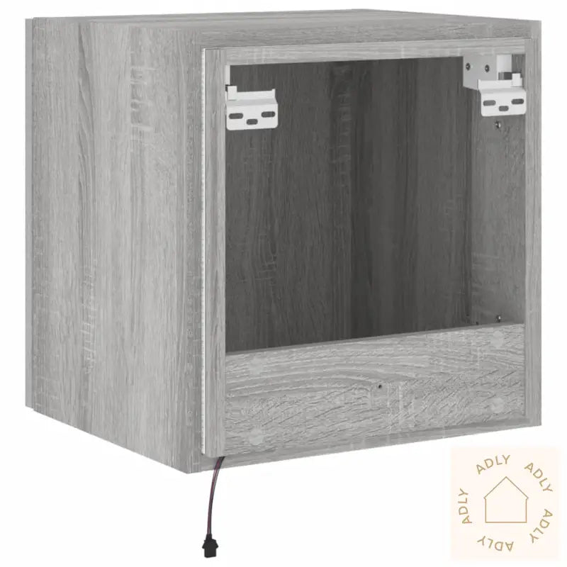 Vegghengte Tv-Benker Med Led 2 Stk Grå Sonoma 40,5X35X40 Cm