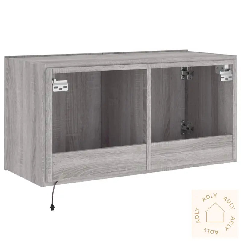 Vegghengt Tv-Benk Med Led Grå Sonoma 80X35X41 Cm