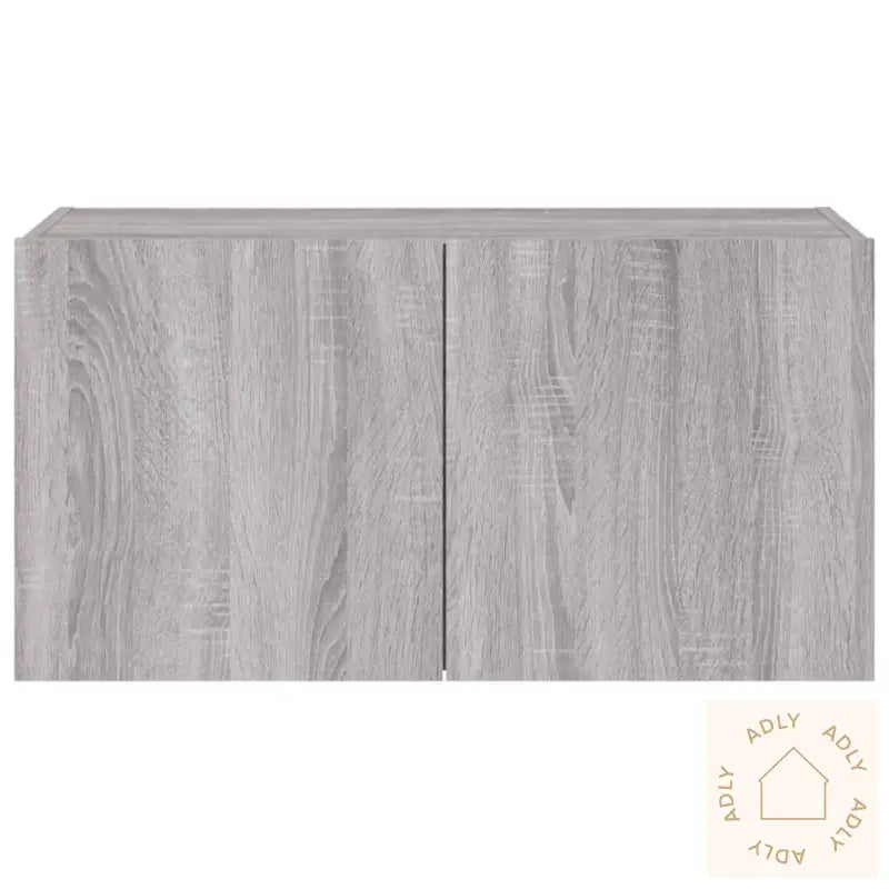 Vegghengt Tv-Benk Med Led Grå Sonoma 80X35X41 Cm