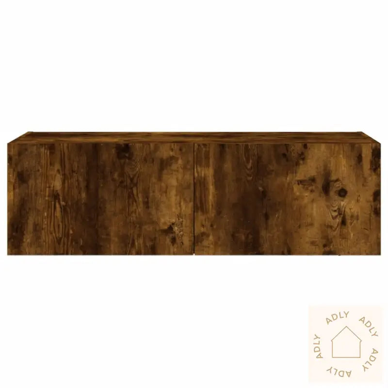 Vegghengt Tv-Benk Med Led Røkt Eik 100X35X31 Cm