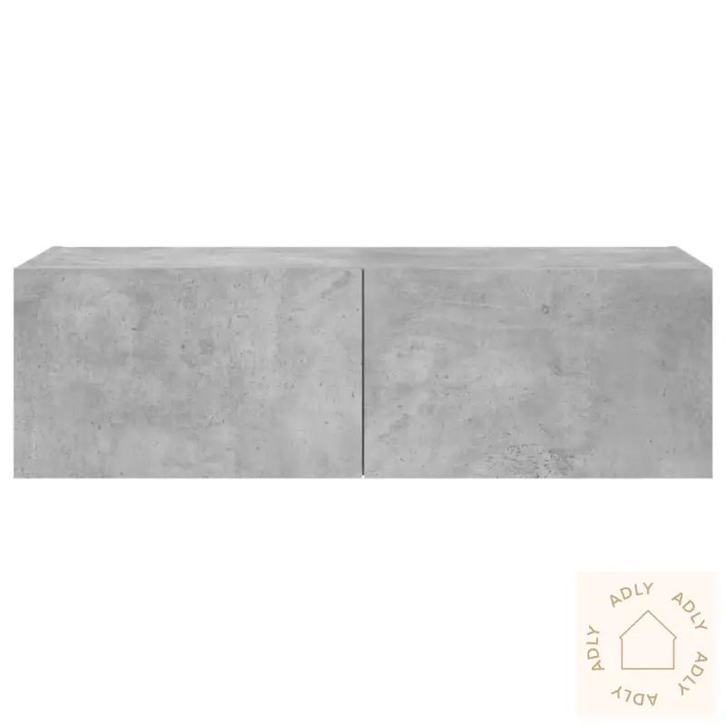 Vegghengt Tv-Benk Med Led-Lys Betonggrå 100X35X31 Cm