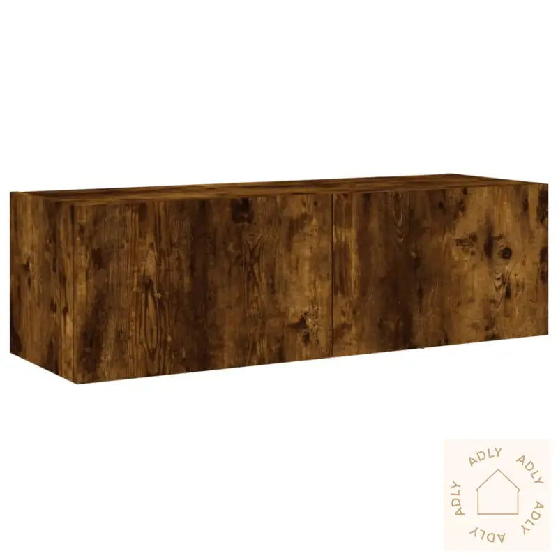 Vegghengt Tv-Benk Med Led Røkt Eik 100X35X31 Cm