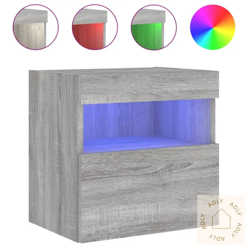 Vegghengte Tv-Benker Med Led-Lys 2 Stk Grå Sonoma 40X30X40 Cm