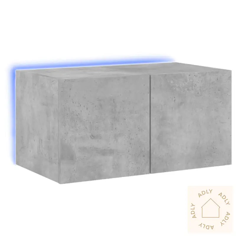Vegghengt Tv-Benk Med Led-Lys Betonggrå 60X35X31 Cm