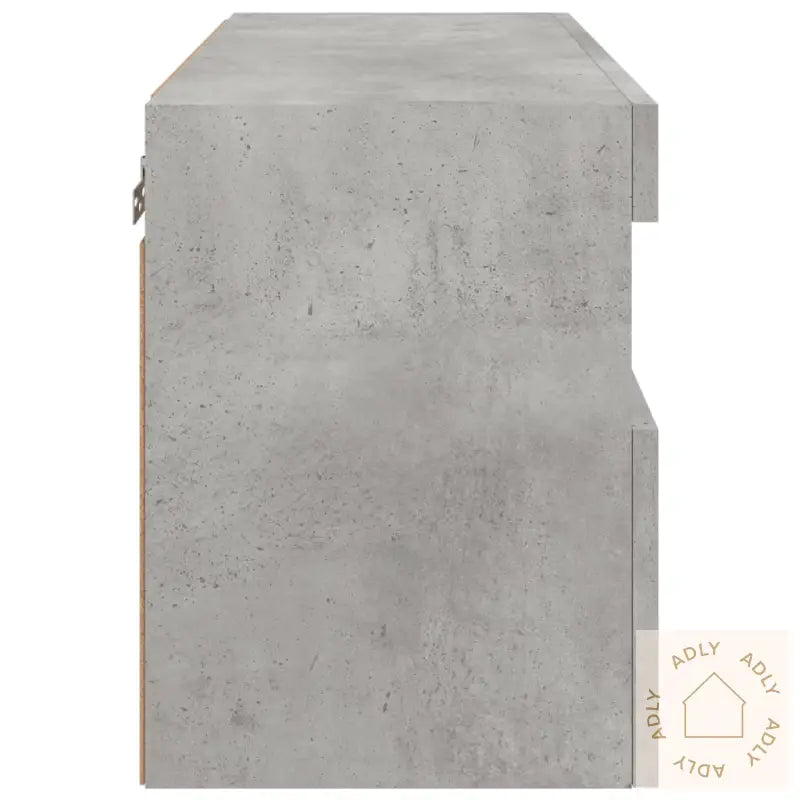 Vegghengt Tv-Benk Med Led-Lys Betonggrå 60X30X40 Cm