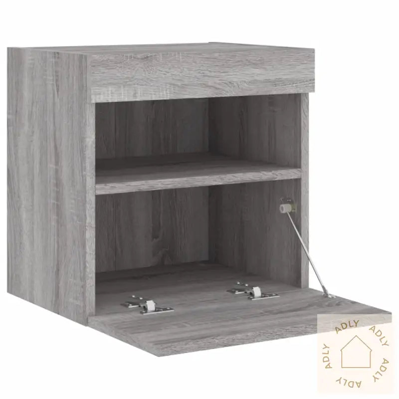 Vegghengte Tv-Benker Med Led-Lys 2 Stk Grå Sonoma 40X30X40 Cm