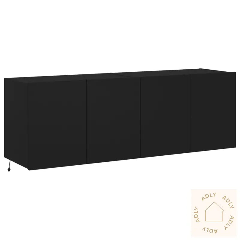 Vegghengte Tv-Benker Med Led 2 Stk Svart 60X35X41 Cm