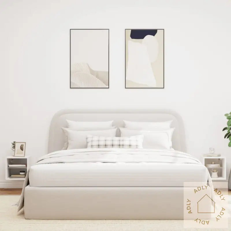 Vegghengt Tv-Benk Med Led 2 Stk Hvit 30X28,5X30 Cm