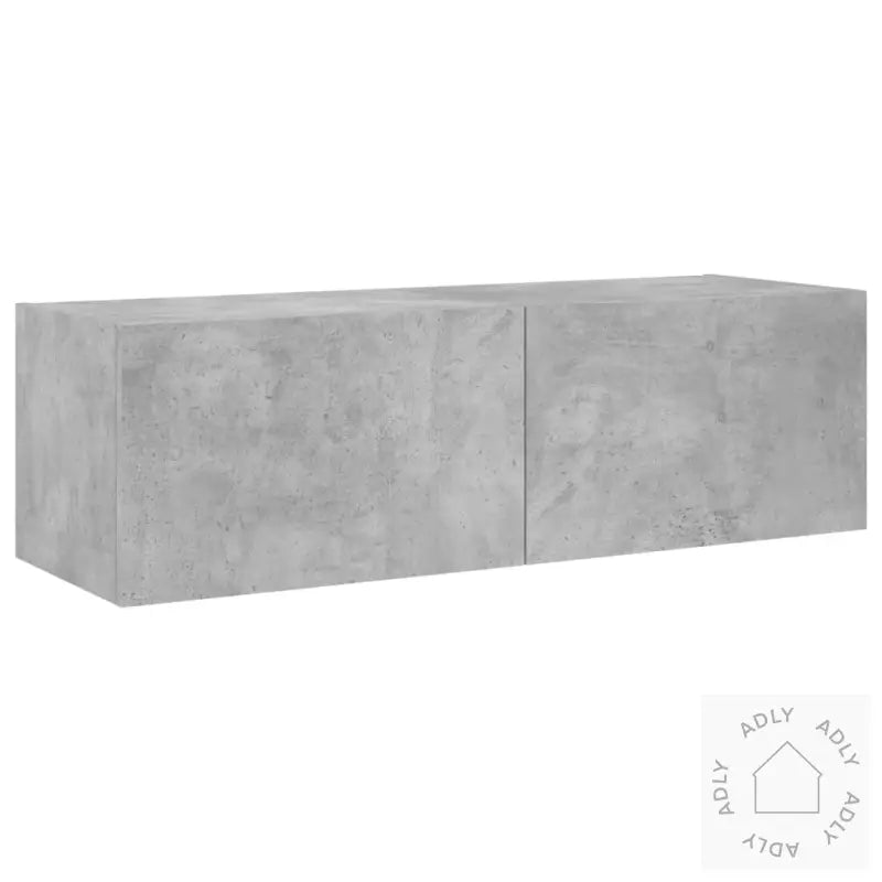Vegghengt Tv-Benk Med Led-Lys Betonggrå 100X35X31 Cm