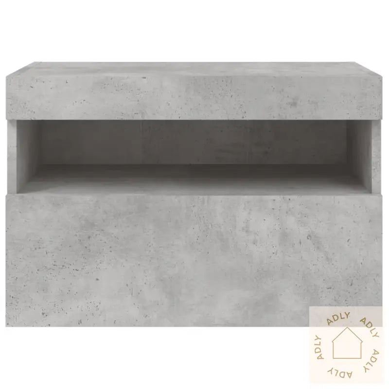 Vegghengt Tv-Benk Med Led-Lys Betonggrå 60X30X40 Cm