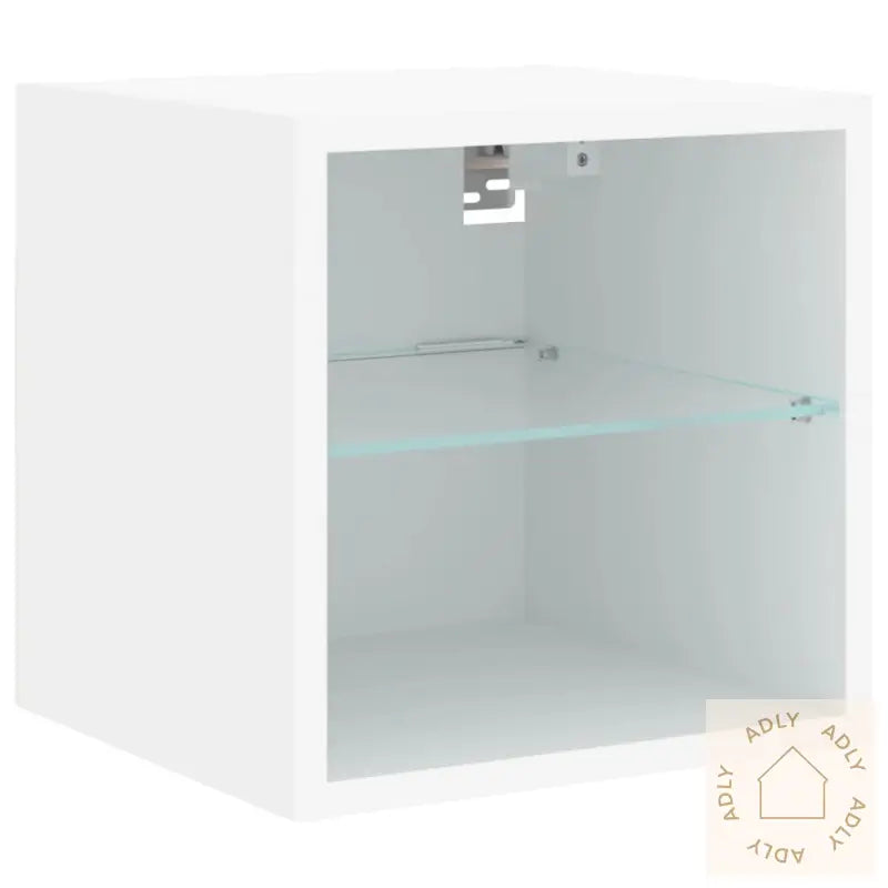 Vegghengt Tv-Benk Med Led 2 Stk Hvit 30X28,5X30 Cm