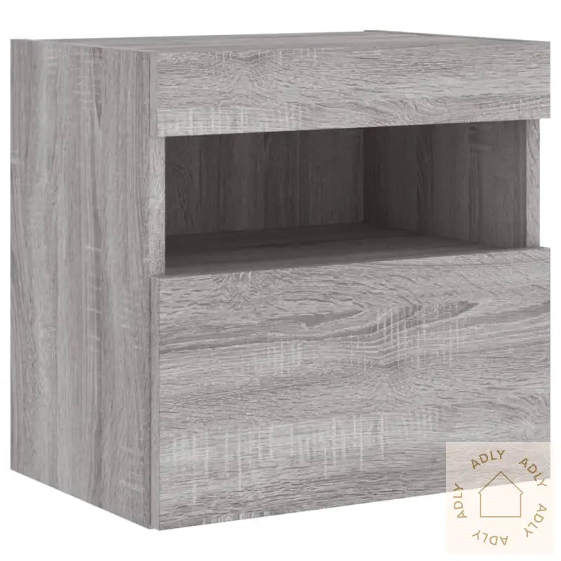 Vegghengte Tv-Benker Med Led-Lys 2 Stk Grå Sonoma 40X30X40 Cm