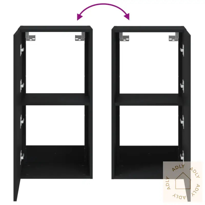 Vegghengt Tv-Benk Med Led Svart 40,5X35X80 Cm