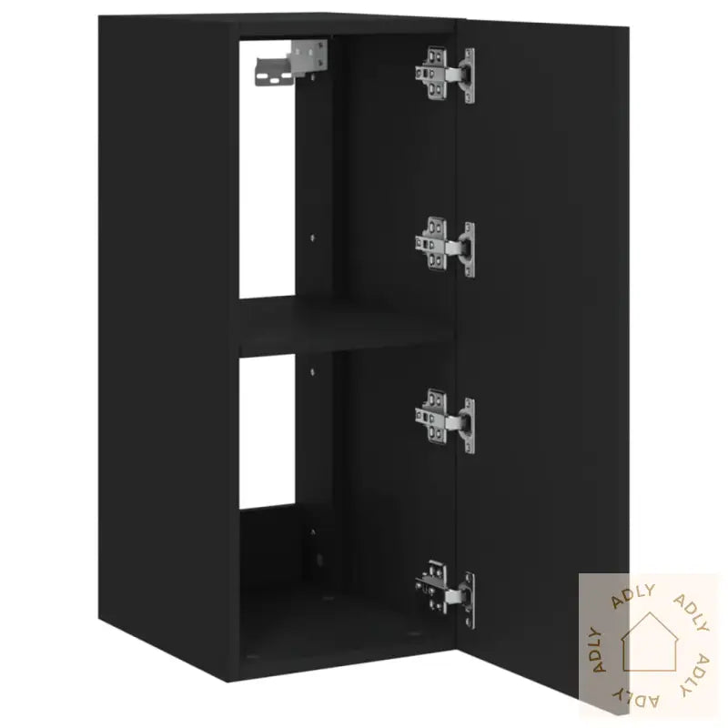 Vegghengt Tv-Benk Med Led Svart 30,5X35X70 Cm