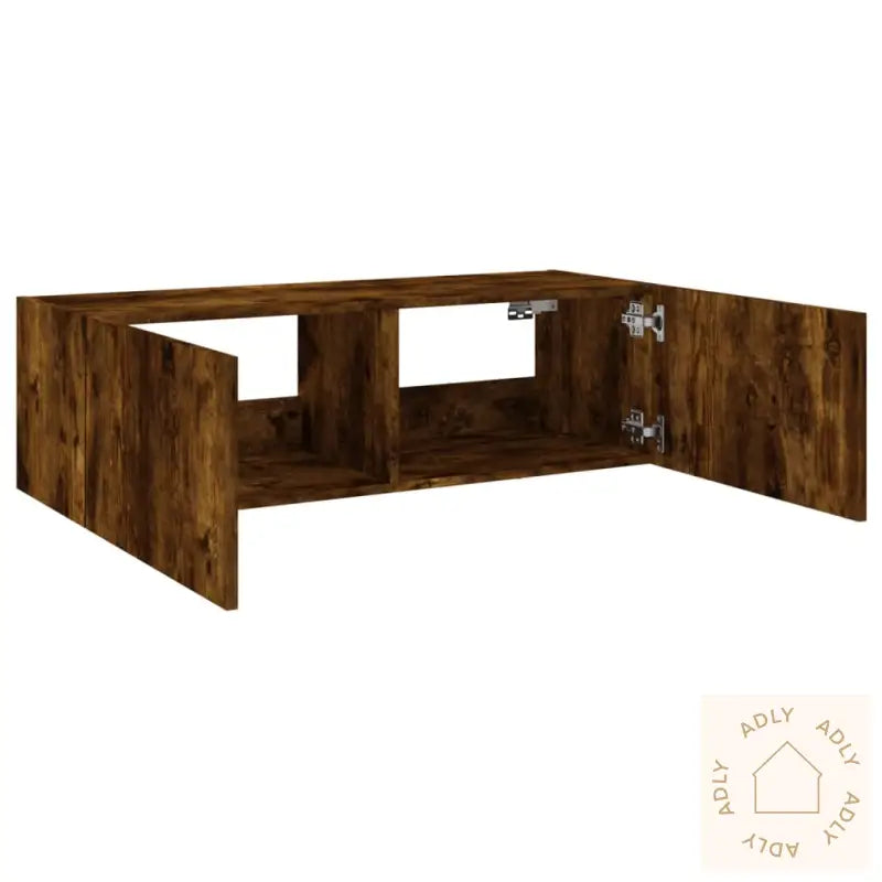 Vegghengt Tv-Benk Med Led Røkt Eik 100X35X31 Cm