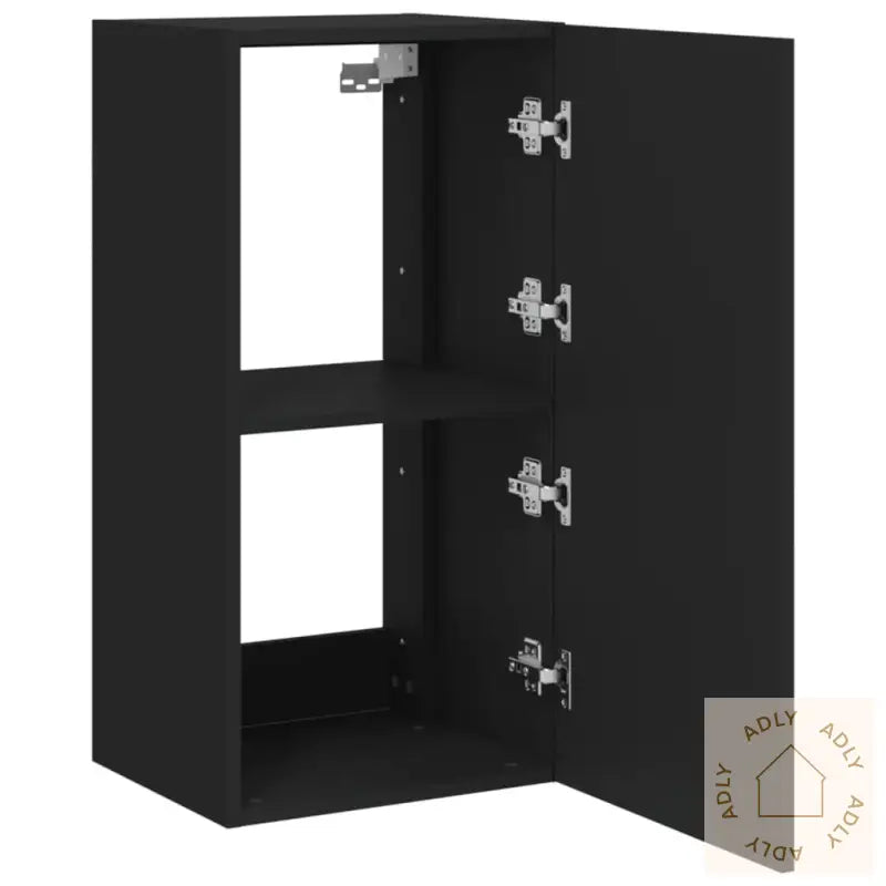 Vegghengt Tv-Benk Med Led Svart 40,5X35X80 Cm