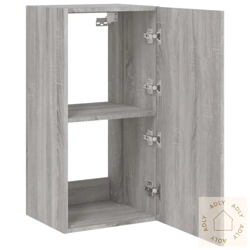 Vegghengt Tv-Benk Med Led-Lys Grå Sonoma 40,5X35X80 Cm