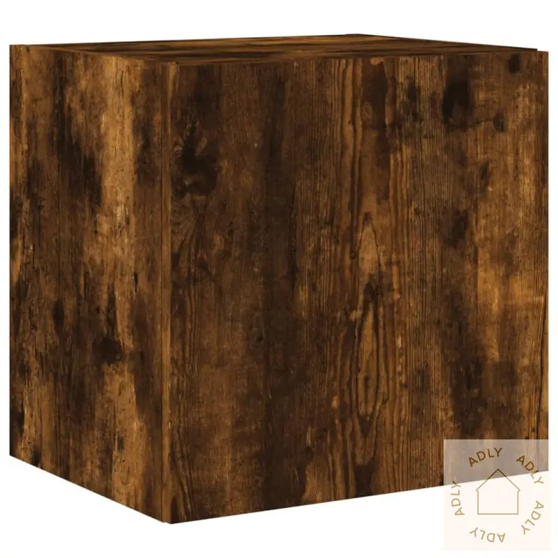 Vegghengte Tv-Benker Med Led-Lys 2 Stk Røkt Eik 40,5X35X40 Cm