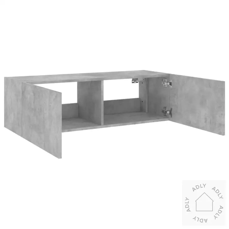 Vegghengt Tv-Benk Med Led-Lys Betonggrå 100X35X31 Cm