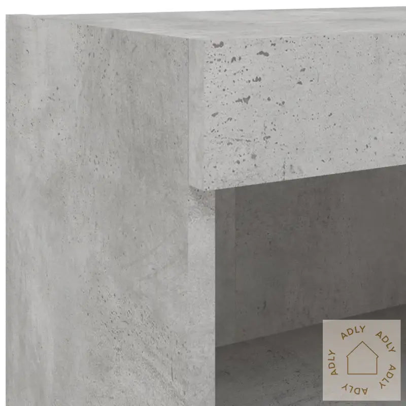 Vegghengt Tv-Benk Med Led-Lys Betonggrå 60X30X40 Cm