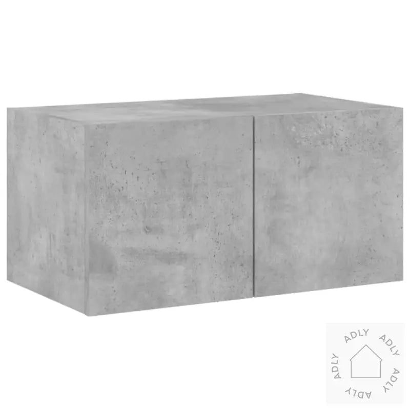 Vegghengt Tv-Benk Med Led-Lys Betonggrå 60X35X31 Cm