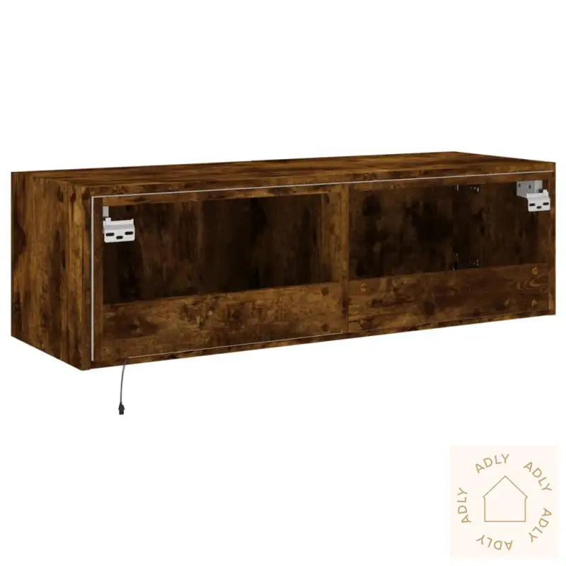 Vegghengt Tv-Benk Med Led Røkt Eik 100X35X31 Cm