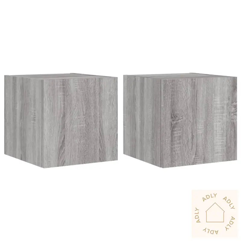 Vegghengte Tv-Benker Med Led-Lys 2 Stk Grå Sonoma 30,5X35X30 Cm