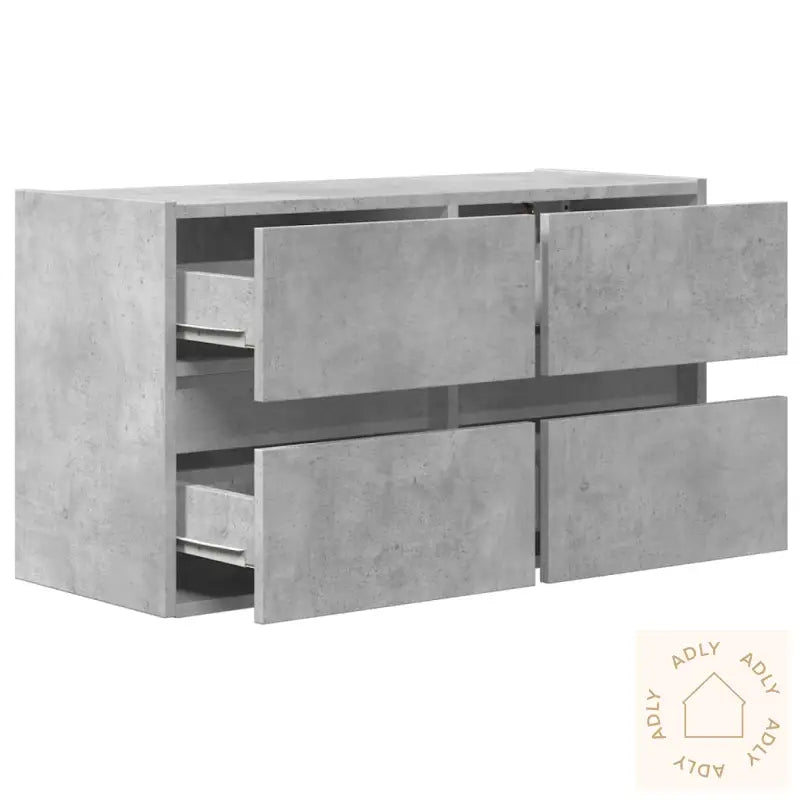 Vegghengt Tv-Benk Med Led-Lys Betonggrå 80X31X45 Cm