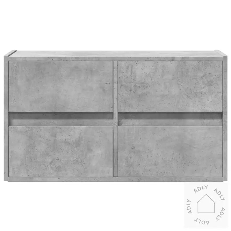 Vegghengt Tv-Benk Med Led-Lys Betonggrå 80X31X45 Cm