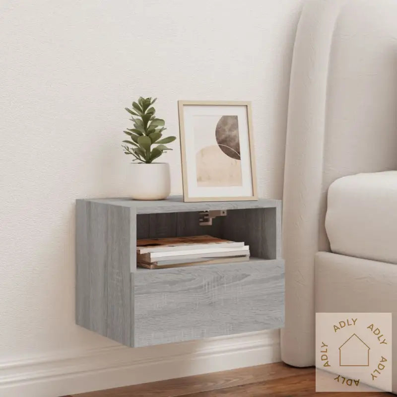 Vegghengt Tv-Benk Grå Sonoma 40X30X30 Cm Konstruert Tre